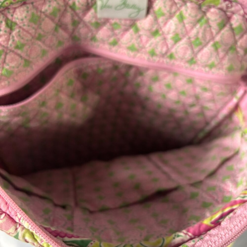 Vera Bradley Pinwheel Pink Retired Tall Zip Tote Quilted Floral Shoulder Bag - Picture 3 of 3